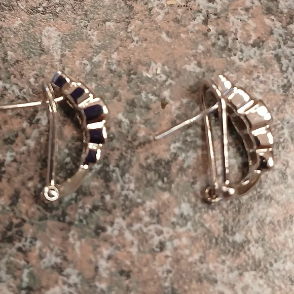 14k White Gold Diamond Baguette Earrings - Picture 3 of 8